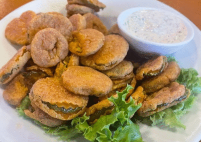 Breaded fried pickles with ranch at Sisu Brewing Astoria