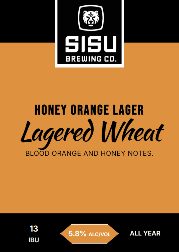 Honey Orange Lager Lagered Wheat tap card from Sisu Brewing Co