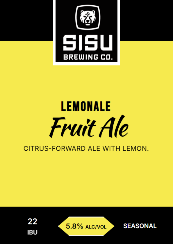Lemonale Fruit Ale tap card from Sisu Brewing Co