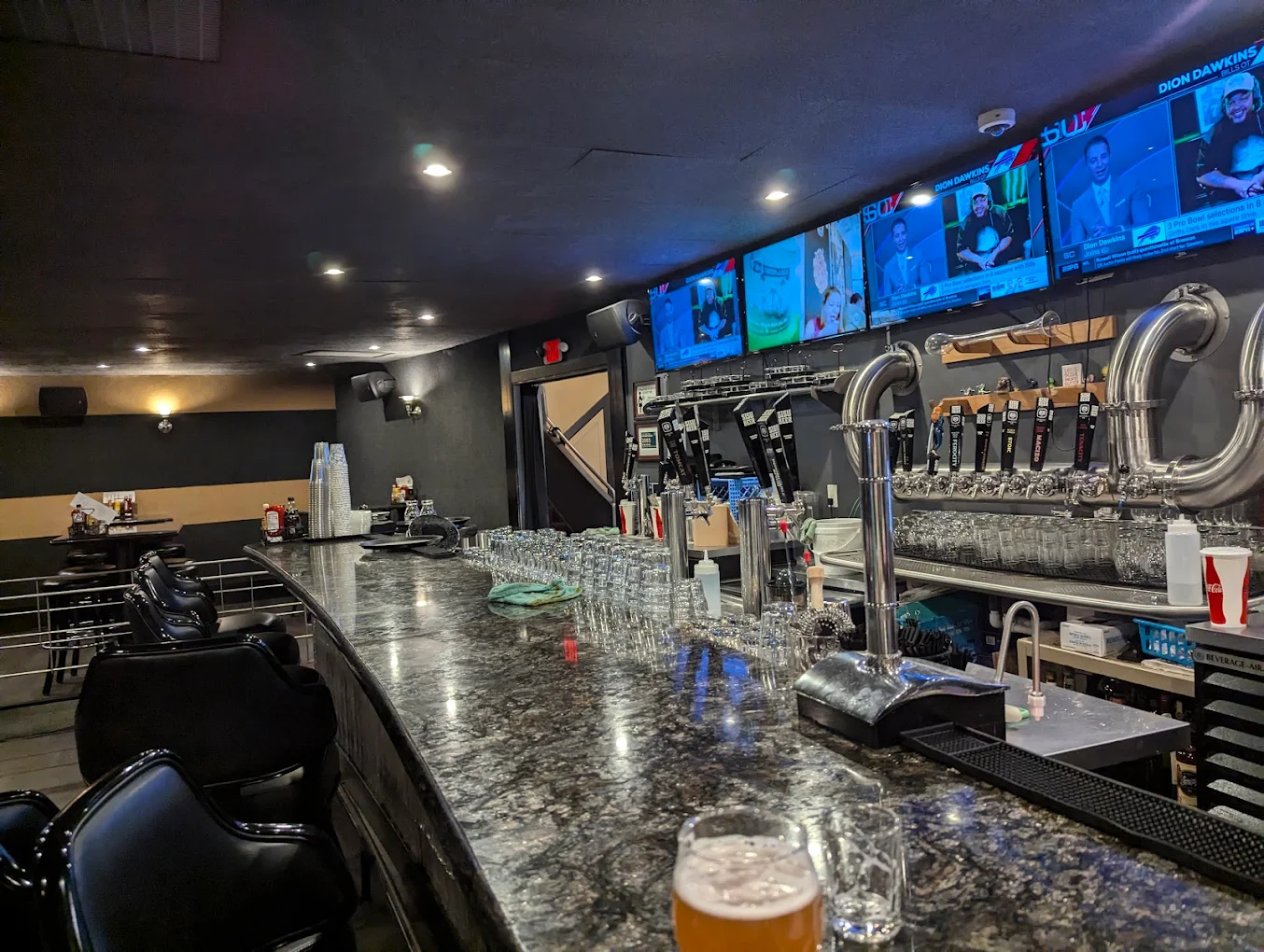 Bar and beer taps at the Sisu Brewing Co Seaside taproom