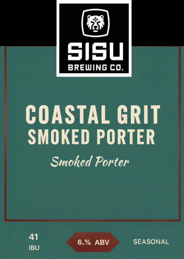 Coastal Grit Smoked Porter tap card from Sisu Brewing Co